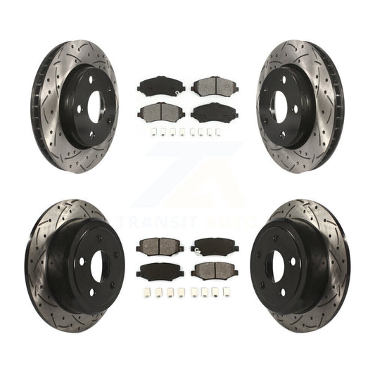 [Avant + Arrière] Kit de disque (percé rainuré revêtu) et plaquette (semi-métallique) de frein pour Jeep Wrangler JK KDS-100238