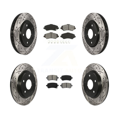 [Avant + Arrière] Kit de disque (percé rainuré revêtu) et plaquette (semi-métallique) de frein pour Dodge Grand Caravan Chrysler Town & Country Journey Volkswagen Routan Ram C/V KDS-100239