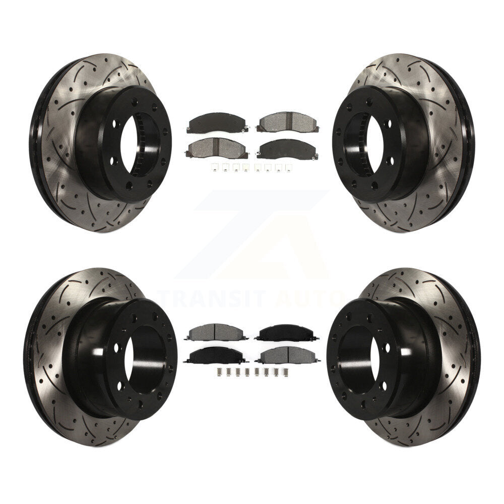 [Avant + Arrière] Kit de disque (percé rainuré revêtu) et plaquette (semi-métallique) de frein pour Ram 2500 3500 1500 Dodge KDS-100240