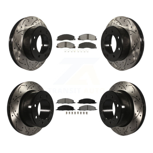 [Avant + Arrière] Kit de disque (percé rainuré revêtu) et plaquette (semi-métallique) de frein pour Ram 2500 3500 1500 Dodge KDS-100240