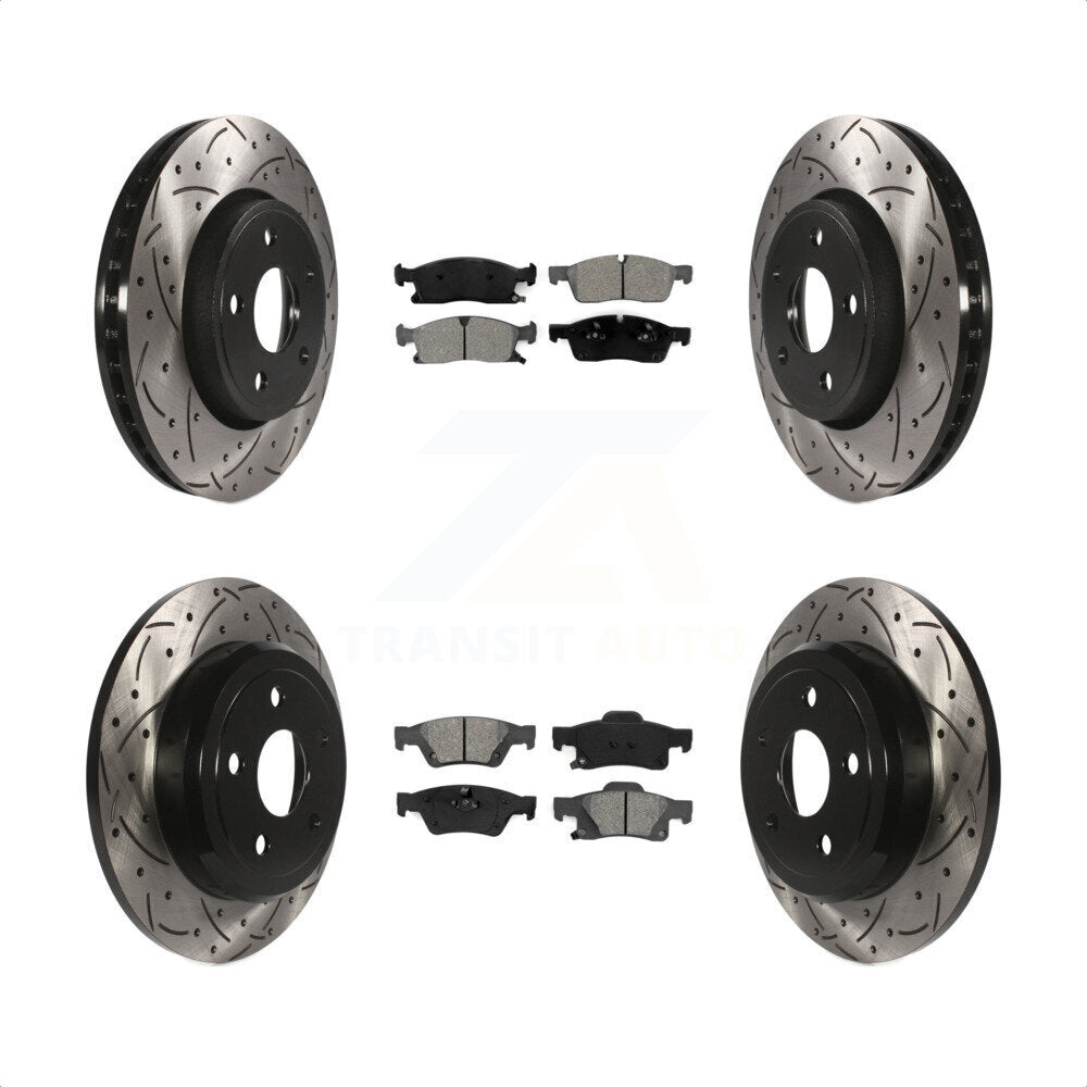[Avant + Arrière] Kit de disque (percé rainuré revêtu) et plaquette (semi-métallique) de frein pour Dodge Durango KDS-100241 par Transit Auto