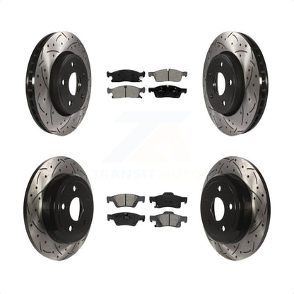 [Avant + Arrière] Kit de disque (percé rainuré revêtu) et plaquette (semi-métallique) de frein pour Dodge Durango KDS-100241 par Transit Auto