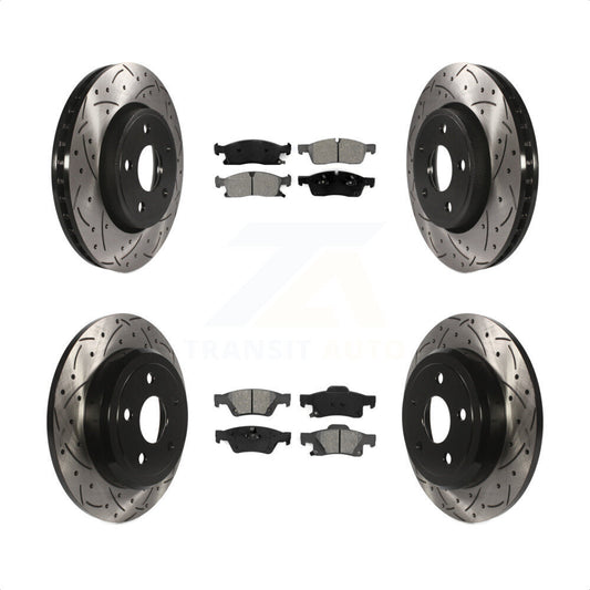 [Avant + Arrière] Kit de disque (percé rainuré revêtu) et plaquette (semi-métallique) de frein pour Dodge Durango KDS-100241 par Transit Auto