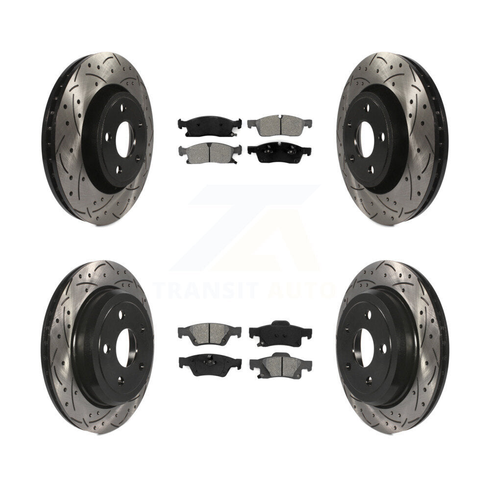 [Avant + Arrière] Kit de disque (percé rainuré revêtu) et plaquette (semi-métallique) de frein pour Dodge Durango Jeep Grand Cherokee WK KDS-100242