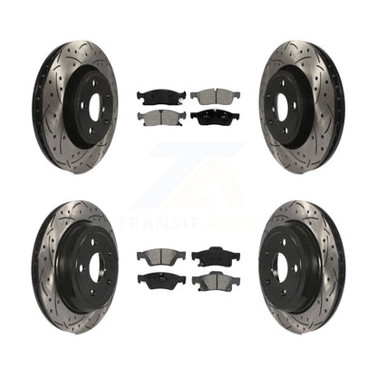 [Avant + Arrière] Kit de disque (percé rainuré revêtu) et plaquette (semi-métallique) de frein pour Dodge Durango Jeep Grand Cherokee WK KDS-100242