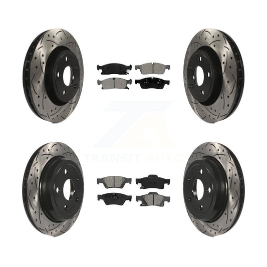 [Avant + Arrière] Kit de disque (percé rainuré revêtu) et plaquette (semi-métallique) de frein pour Dodge Durango Jeep Grand Cherokee WK KDS-100242
