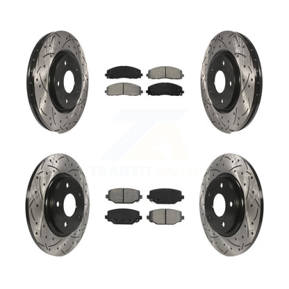 [Avant + Arrière] Kit de disque (percé rainuré revêtu) et plaquette (semi-métallique) de frein pour Dodge Grand Caravan Journey Chrysler Town & Country Ram C/V Volkswagen Routan KDS-100243