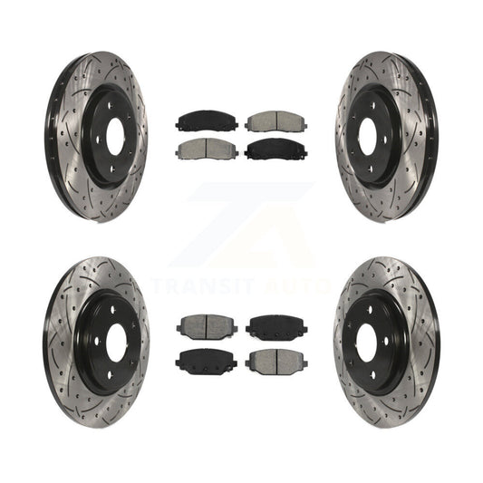 [Avant + Arrière] Kit de disque (percé rainuré revêtu) et plaquette (semi-métallique) de frein pour Dodge Grand Caravan Journey Chrysler Town & Country Ram C/V Volkswagen Routan KDS-100243