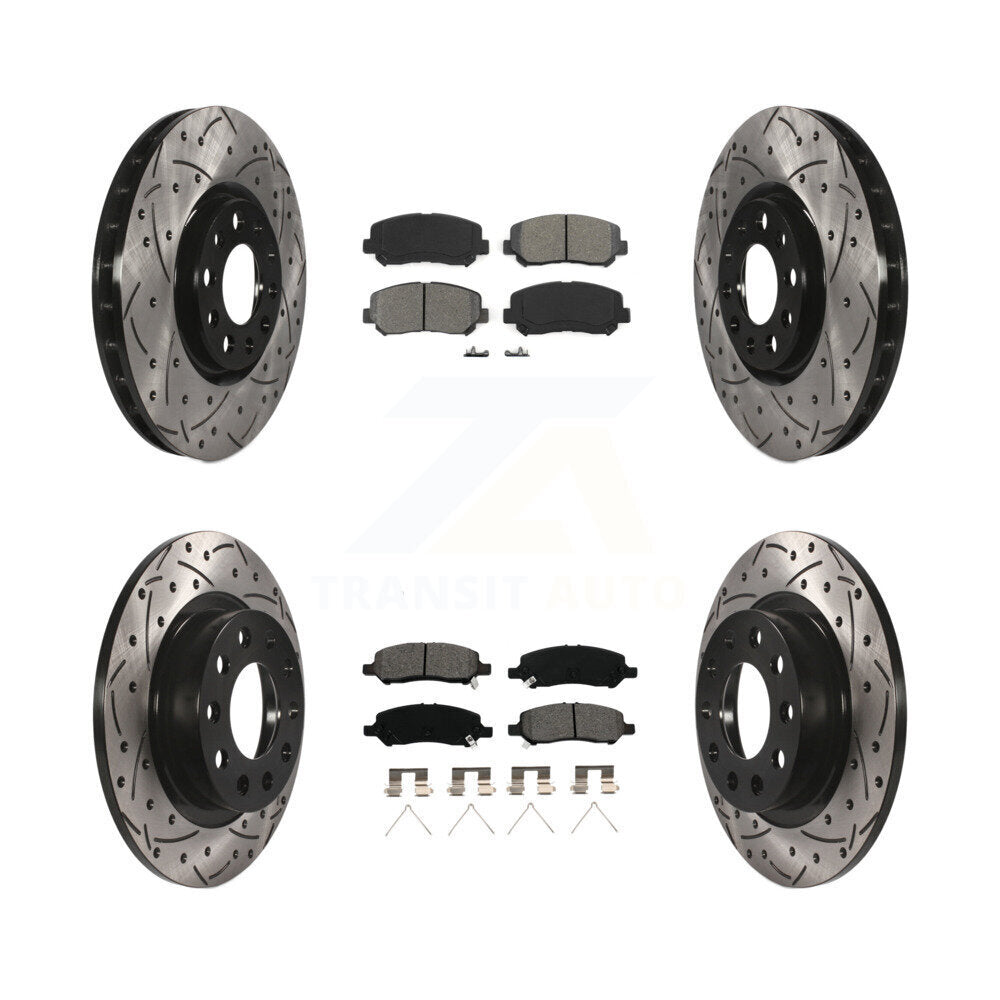 [Avant + Arrière] Kit de disque (percé rainuré revêtu) et plaquette (semi-métallique) de frein pour 2013-2016 Dodge Dart KDS-100244