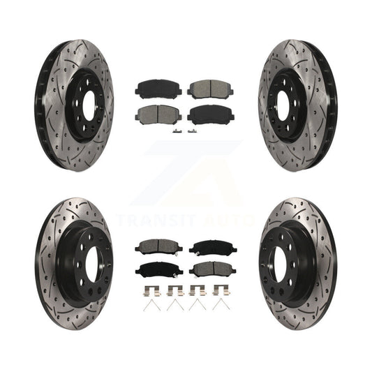 [Avant + Arrière] Kit de disque (percé rainuré revêtu) et plaquette (semi-métallique) de frein pour 2013-2016 Dodge Dart KDS-100244