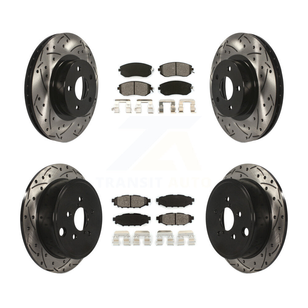 [Avant + Arrière] Kit de disque (percé rainuré revêtu) et plaquette (semi-métallique) de frein pour 2011 Subaru Impreza Outback Sport 2.5i Premium KDS-100245