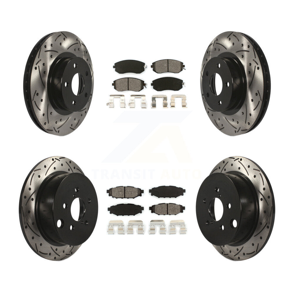 [Avant + Arrière] Kit de disque (percé rainuré revêtu) et plaquette (semi-métallique) de frein pour Subaru Impreza KDS-100246
