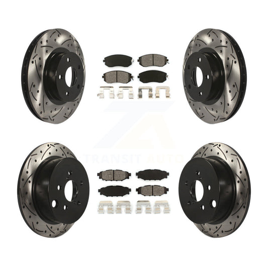[Avant + Arrière] Kit de disque (percé rainuré revêtu) et plaquette (semi-métallique) de frein pour Subaru Impreza KDS-100246