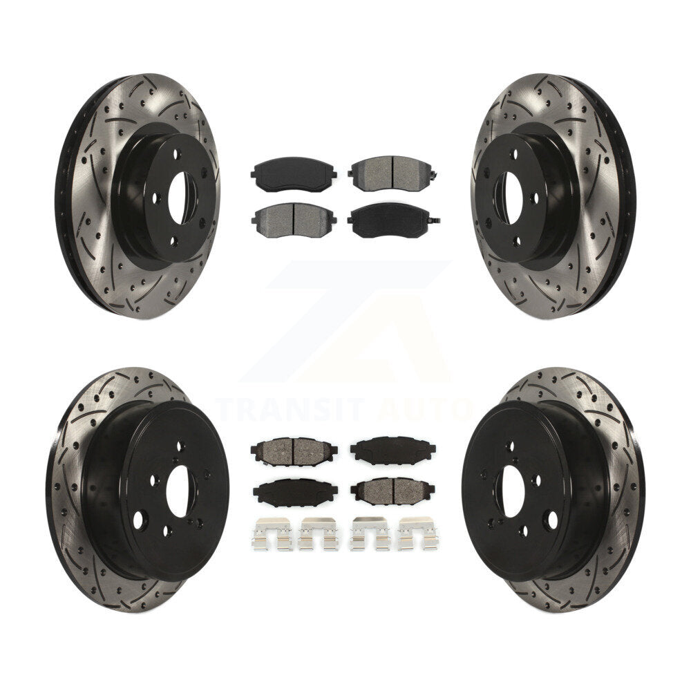 [Avant + Arrière] Kit de disque (percé rainuré revêtu) et plaquette (semi-métallique) de frein pour Subaru Impreza KDS-100247