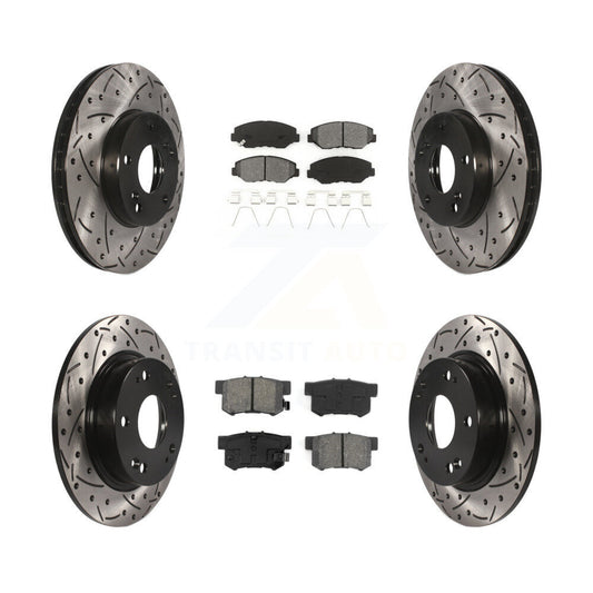 [Avant + Arrière] Kit de disque (percé rainuré revêtu) et plaquette (semi-métallique) de frein pour Honda Civic Acura ILX KDS-100250