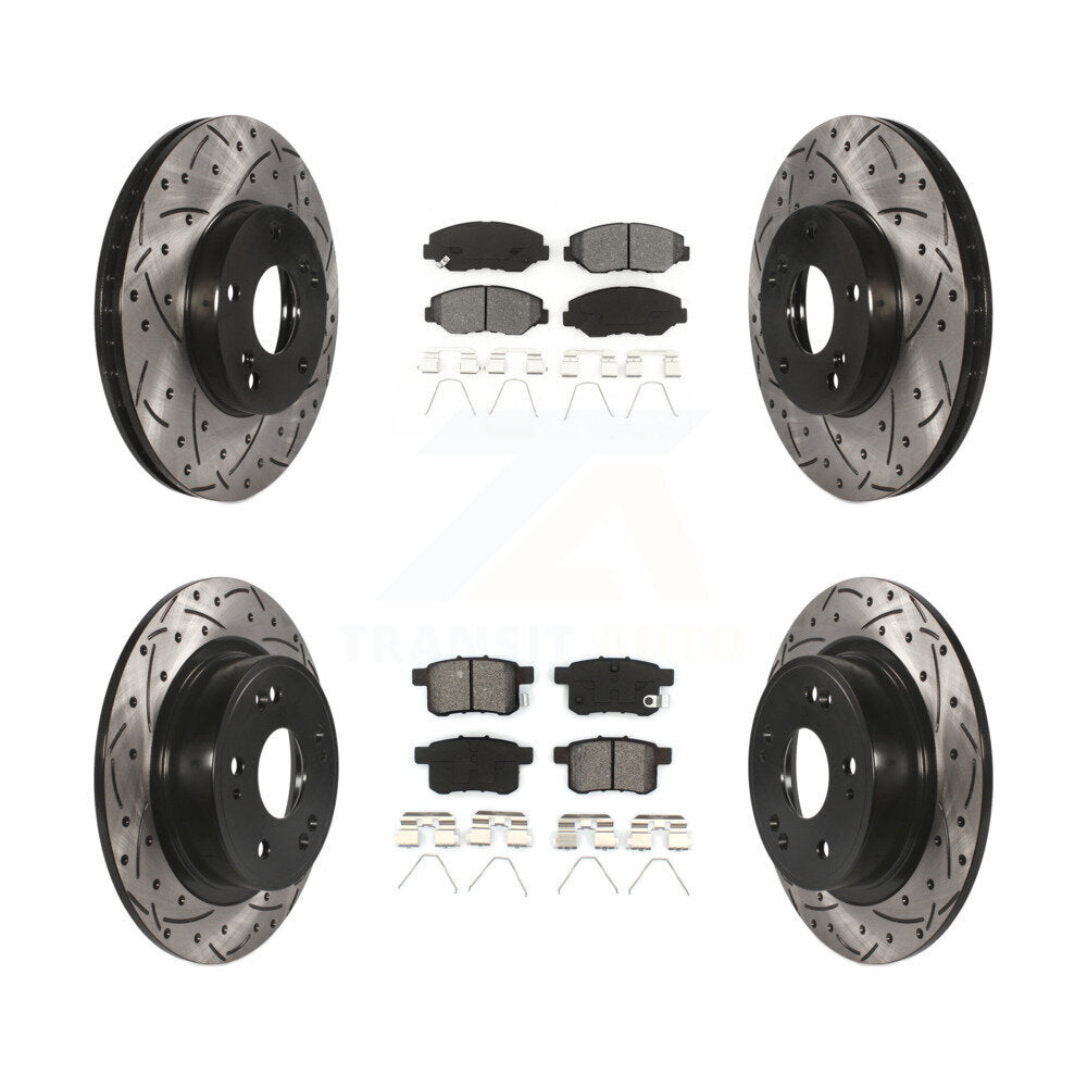[Avant + Arrière] Kit de disque (percé rainuré revêtu) et plaquette (semi-métallique) de frein pour Honda Accord KDS-100251