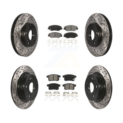 [Avant + Arrière] Kit de disque (percé rainuré revêtu) et plaquette (semi-métallique) de frein pour Honda Accord KDS-100251