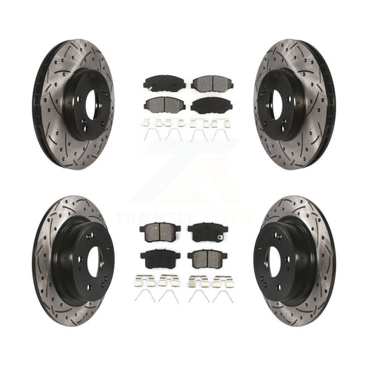 [Avant + Arrière] Kit de disque (percé rainuré revêtu) et plaquette (semi-métallique) de frein pour Honda Accord KDS-100251