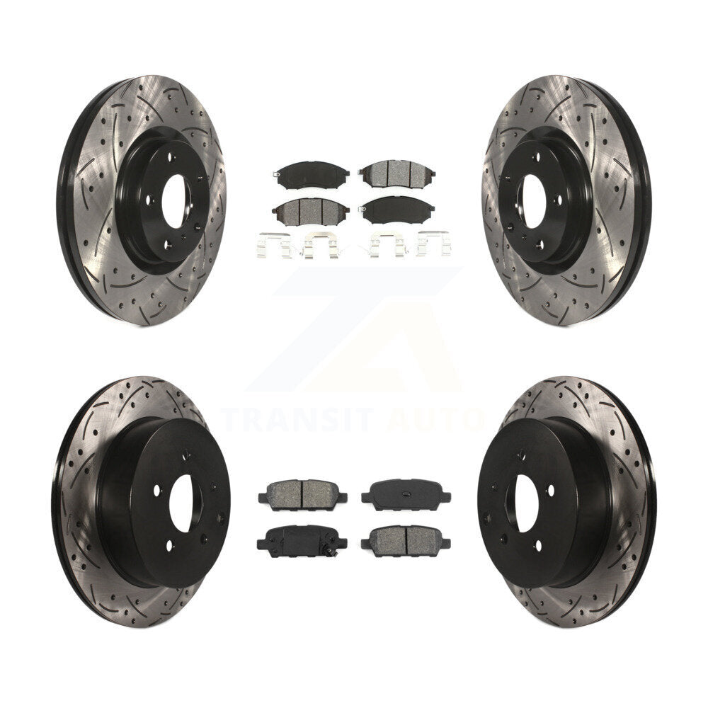 [Avant + Arrière] Kit de disque (percé rainuré revêtu) et plaquette (semi-métallique) de frein pour Nissan Murano INFINITI M37 QX70 Q70 Q70L M56 M35h KDS-100255