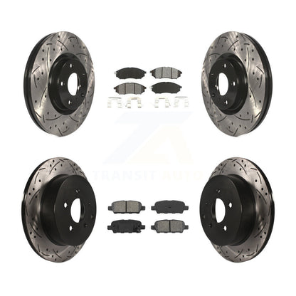 [Avant + Arrière] Kit de disque (percé rainuré revêtu) et plaquette (semi-métallique) de frein pour Nissan Murano INFINITI M37 QX70 Q70 Q70L M56 M35h KDS-100255