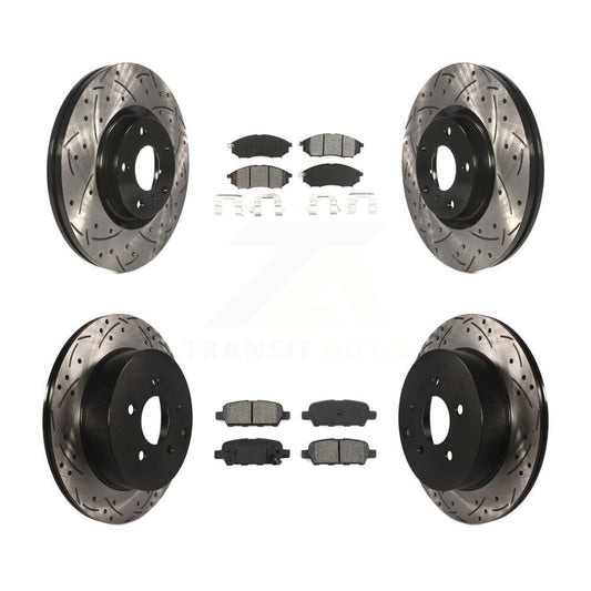 [Avant + Arrière] Kit de disque (percé rainuré revêtu) et plaquette (semi-métallique) de frein pour Nissan Murano INFINITI M37 QX70 Q70 Q70L M56 M35h KDS-100255