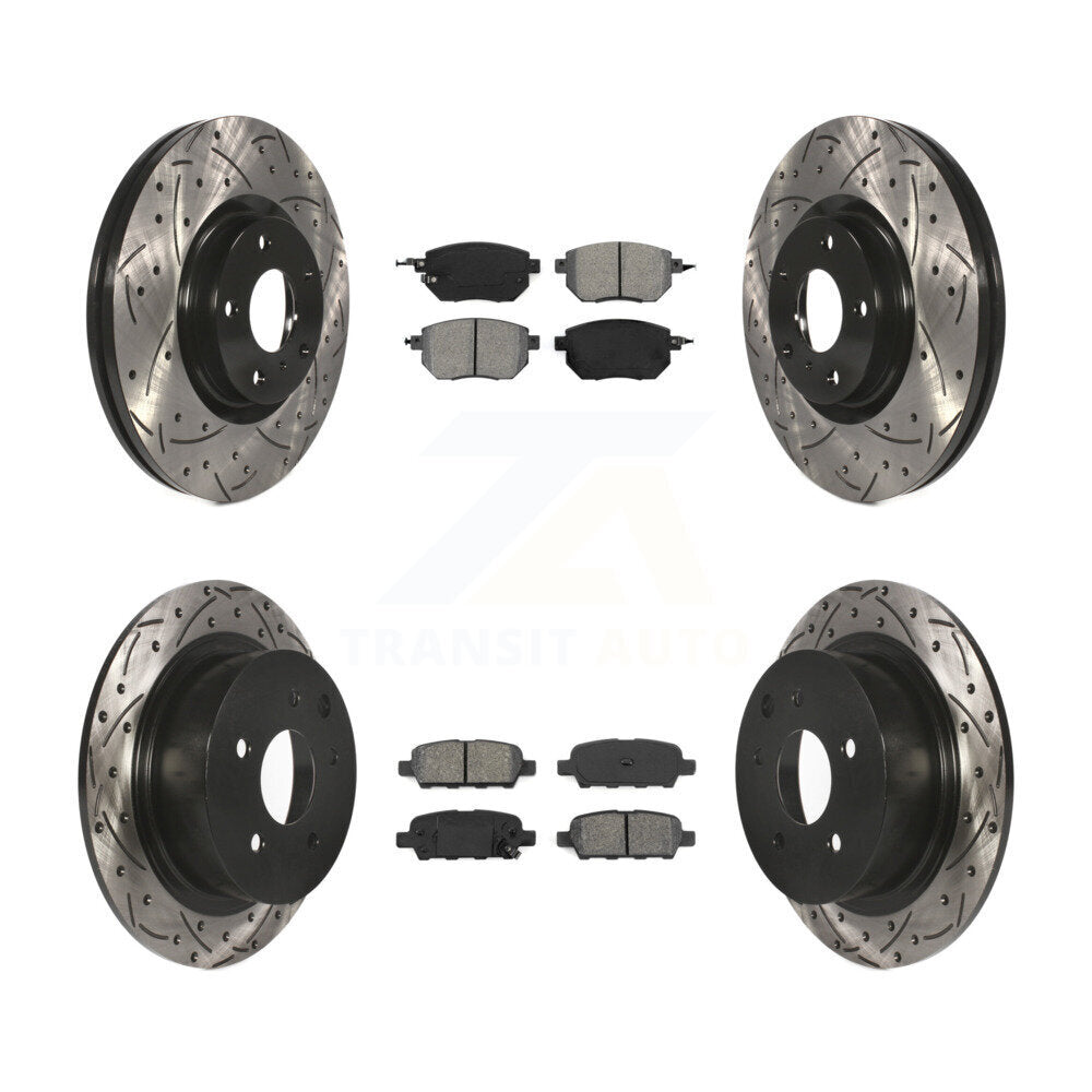 [Avant + Arrière] Kit de disque (percé rainuré revêtu) et plaquette (semi-métallique) de frein pour Nissan Altima Maxima KDS-100258