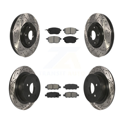 [Avant + Arrière] Kit de disque (percé rainuré revêtu) et plaquette (semi-métallique) de frein pour Nissan Altima Maxima KDS-100258