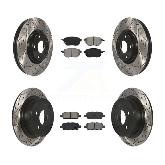 [Avant + Arrière] Kit de disque (percé rainuré revêtu) et plaquette (semi-métallique) de frein pour Nissan Altima Maxima KDS-100258