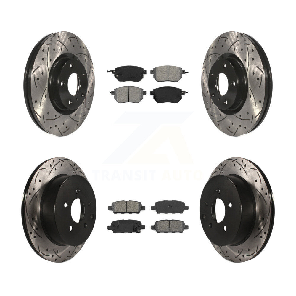 [Avant + Arrière] Kit de disque (percé rainuré revêtu) et plaquette (semi-métallique) de frein pour Nissan Murano KDS-100259