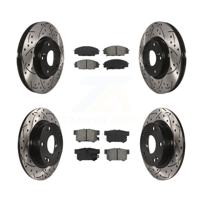 [Avant + Arrière] Kit de disque (percé rainuré revêtu) et plaquette (semi-métallique) de frein pour Honda Civic Acura CSX KDS-100260