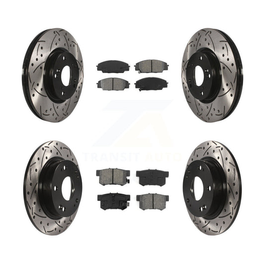 [Avant + Arrière] Kit de disque (percé rainuré revêtu) et plaquette (semi-métallique) de frein pour Honda Civic Acura CSX KDS-100260