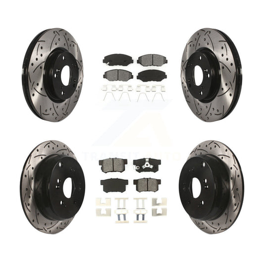 [Avant + Arrière] Kit de disque (percé rainuré revêtu) et plaquette (semi-métallique) de frein pour 2005-2006 Honda CR-V KDS-100261