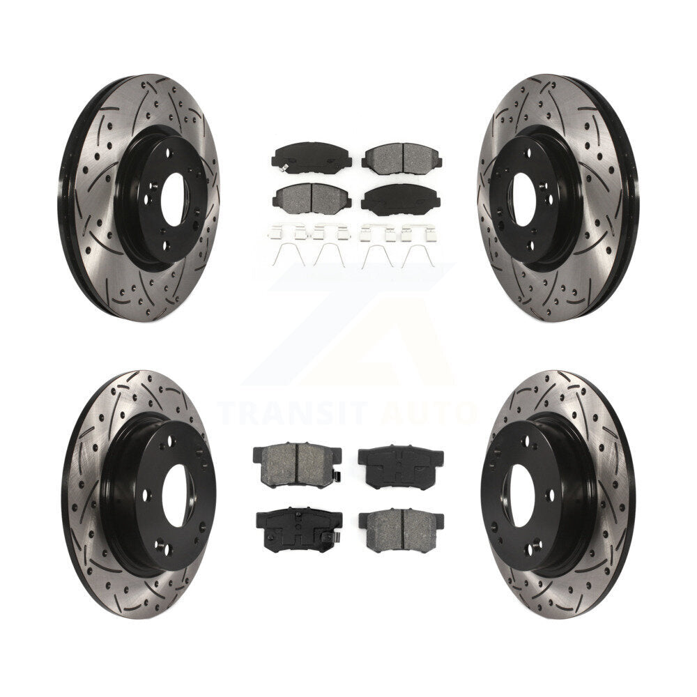 [Avant + Arrière] Kit de disque (percé rainuré revêtu) et plaquette (semi-métallique) de frein pour Honda Civic Acura ILX KDS-100262
