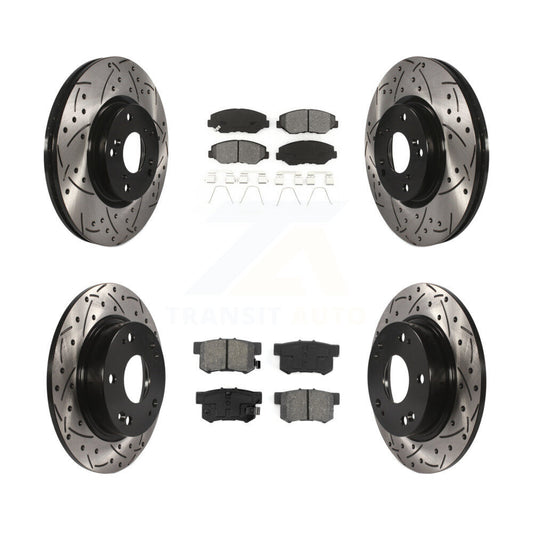[Avant + Arrière] Kit de disque (percé rainuré revêtu) et plaquette (semi-métallique) de frein pour Honda Civic Acura ILX KDS-100262