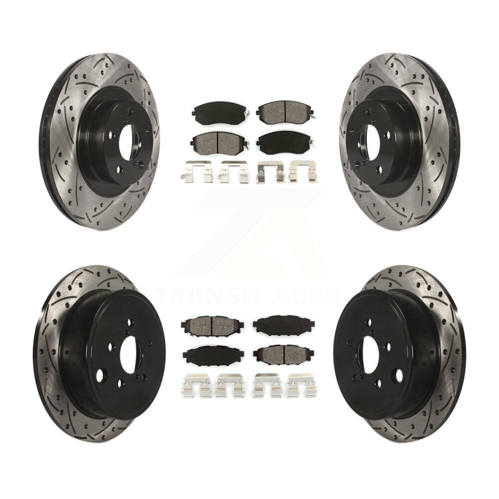 [Avant + Arrière] Kit de disque (percé rainuré revêtu) et plaquette (semi-métallique) de frein pour Subaru Impreza Outback Forester Legacy KDS-100265