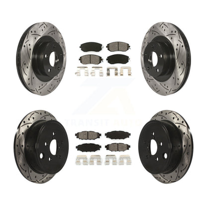 [Avant + Arrière] Kit de disque (percé rainuré revêtu) et plaquette (semi-métallique) de frein pour Subaru Impreza Outback Forester Legacy KDS-100265