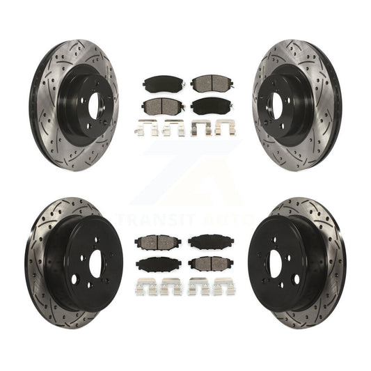 [Avant + Arrière] Kit de disque (percé rainuré revêtu) et plaquette (semi-métallique) de frein pour Subaru Impreza Outback Forester Legacy KDS-100265