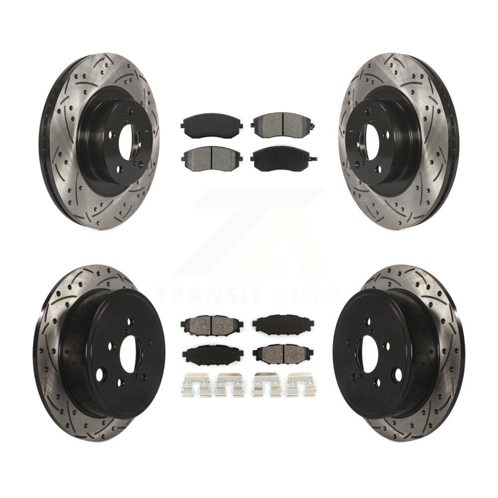 [Avant + Arrière] Kit de disque (percé rainuré revêtu) et plaquette (semi-métallique) de frein pour Subaru Outback Forester Impreza Legacy KDS-100267