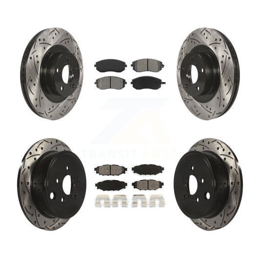 [Avant + Arrière] Kit de disque (percé rainuré revêtu) et plaquette (semi-métallique) de frein pour Subaru Outback Forester Impreza Legacy KDS-100267