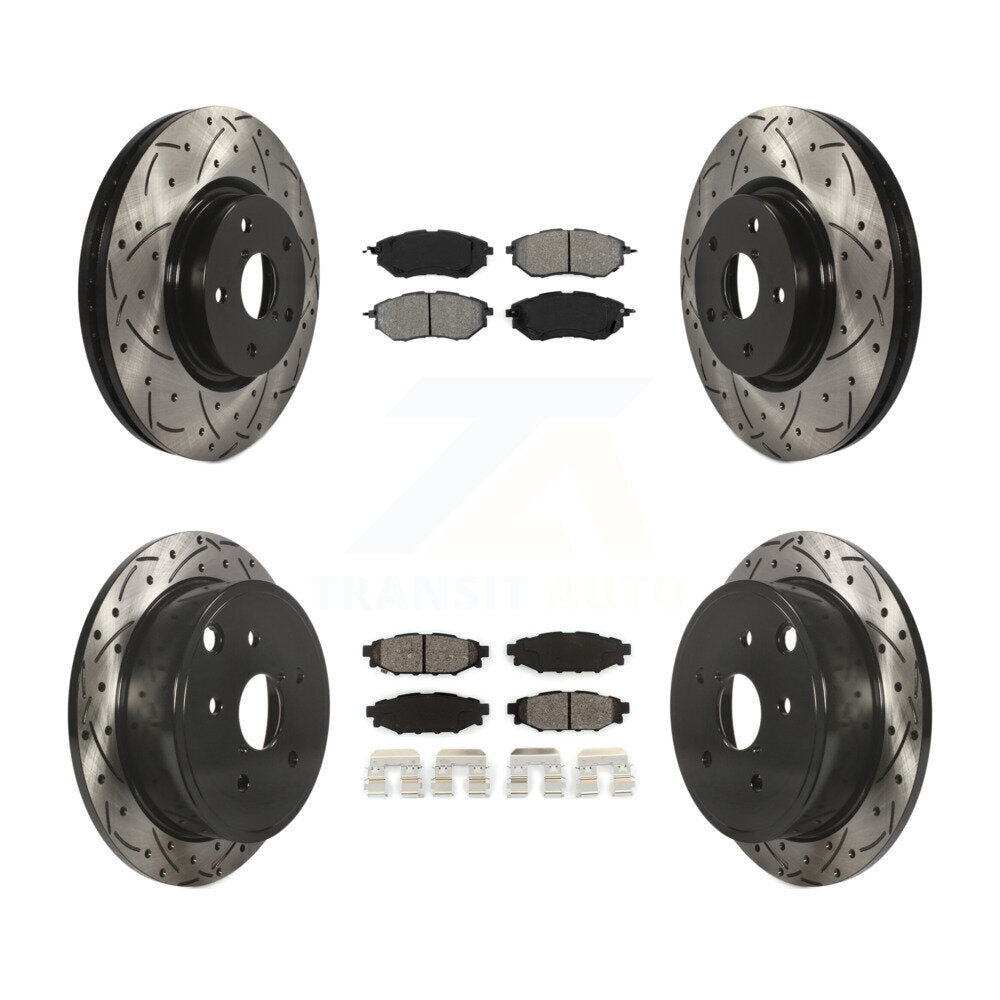 [Avant + Arrière] Kit de disque (percé rainuré revêtu) et plaquette (semi-métallique) de frein pour Subaru WRX KDS-100268