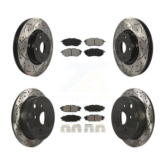 [Avant + Arrière] Kit de disque (percé rainuré revêtu) et plaquette (semi-métallique) de frein pour Subaru WRX KDS-100268