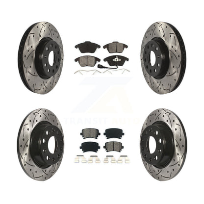 [Avant + Arrière] Kit de disque (percé rainuré revêtu) et plaquette (semi-métallique) de frein pour Volkswagen CC GTI Passat Audi A3 Quattro KDS-100270