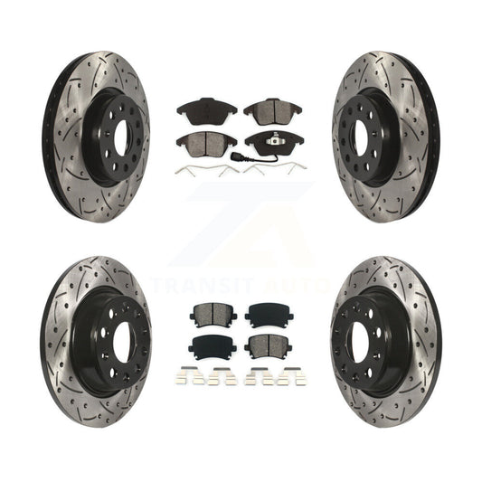 [Avant + Arrière] Kit de disque (percé rainuré revêtu) et plaquette (semi-métallique) de frein pour Volkswagen CC GTI Passat Audi A3 Quattro KDS-100270