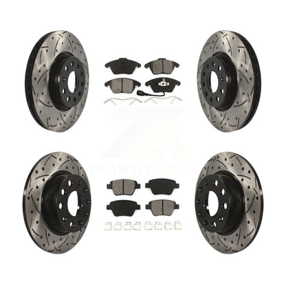 [Avant + Arrière] Kit de disque (percé rainuré revêtu) et plaquette (semi-métallique) de frein pour Volkswagen Beetle GTI KDS-100271