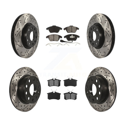 [Avant + Arrière] Kit de disque (percé rainuré revêtu) et plaquette (semi-métallique) de frein pour Volkswagen Jetta Beetle KDS-100273