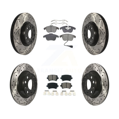 [Avant + Arrière] Kit de disque (percé rainuré revêtu) et plaquette (semi-métallique) de frein pour Volkswagen Tiguan Audi Q3 Limited Quattro KDS-100274