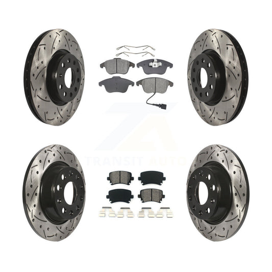 [Avant + Arrière] Kit de disque (percé rainuré revêtu) et plaquette (semi-métallique) de frein pour Volkswagen Tiguan Audi Q3 Limited Quattro KDS-100274