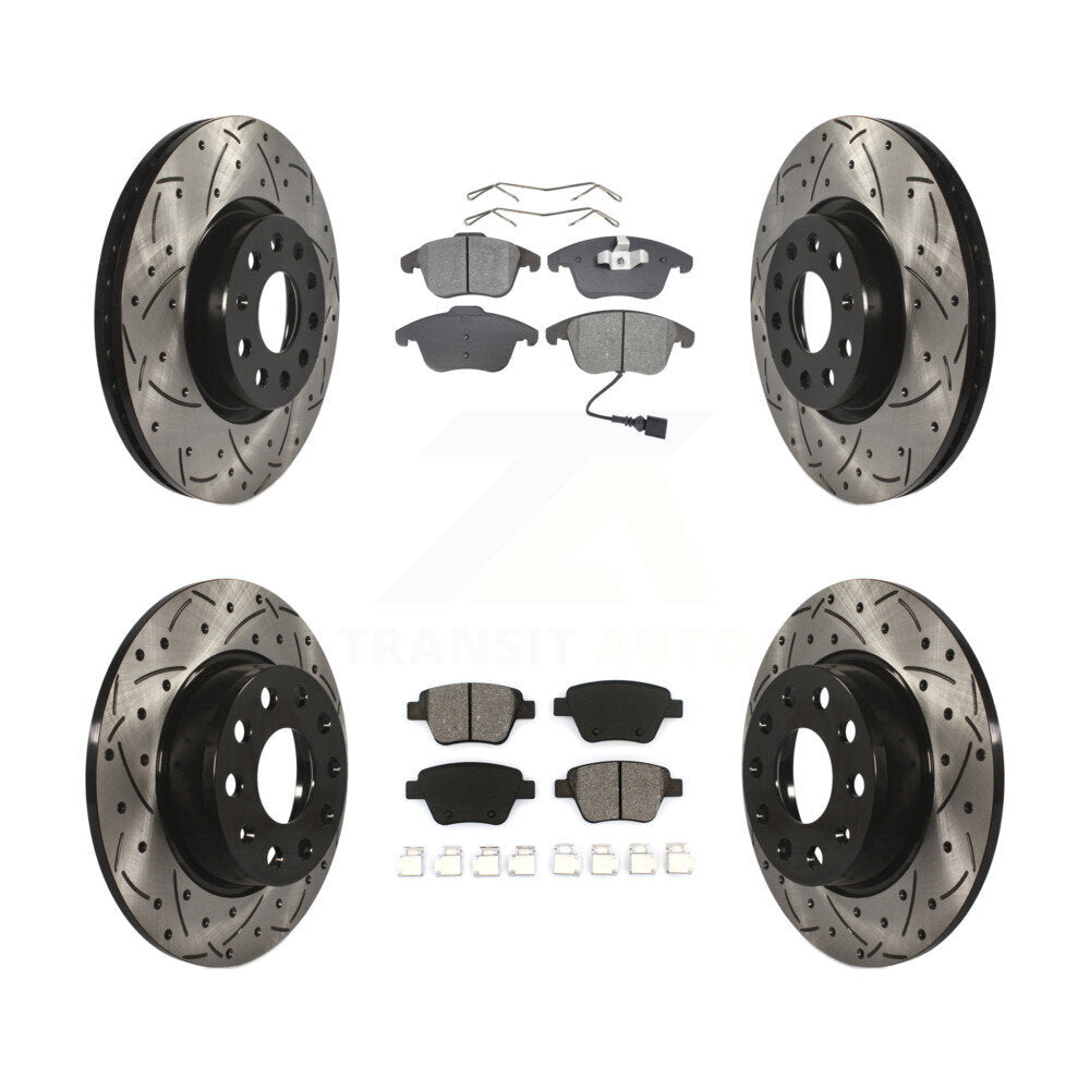 [Avant + Arrière] Kit de disque (percé rainuré revêtu) et plaquette (semi-métallique) de frein pour Volkswagen Passat KDS-100275