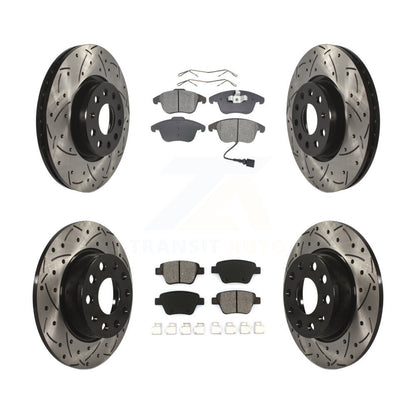 [Avant + Arrière] Kit de disque (percé rainuré revêtu) et plaquette (semi-métallique) de frein pour Volkswagen Passat KDS-100275
