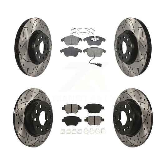[Avant + Arrière] Kit de disque (percé rainuré revêtu) et plaquette (semi-métallique) de frein pour Volkswagen Passat KDS-100275